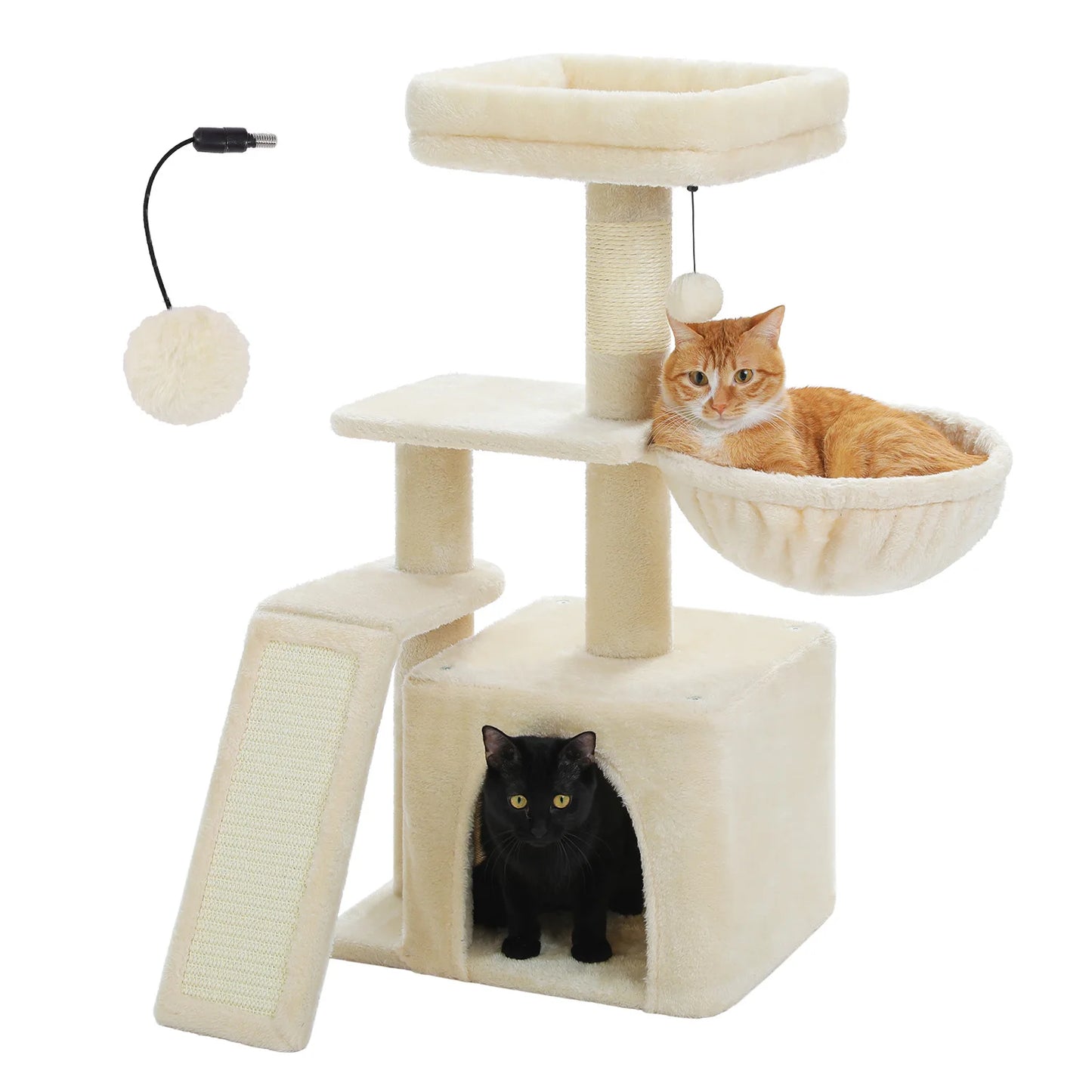 Cat Tree Tower – Cozy Condo, Wide Perch & Sisal Scratching Posts with Plush & Toy
