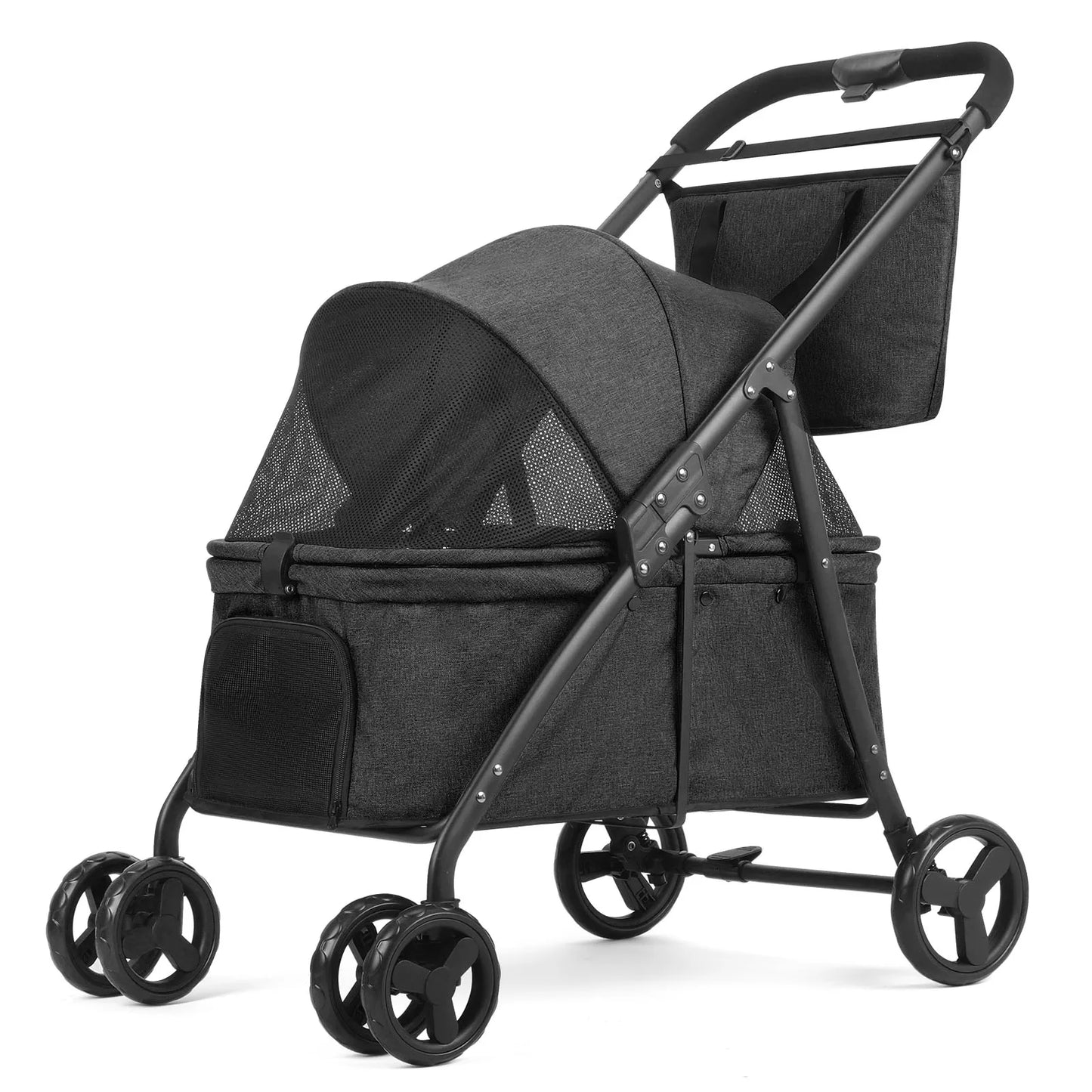 Foldable Pet Stroller – 4-Wheel Travel Buggy with Storage Bag for Dogs & Cats