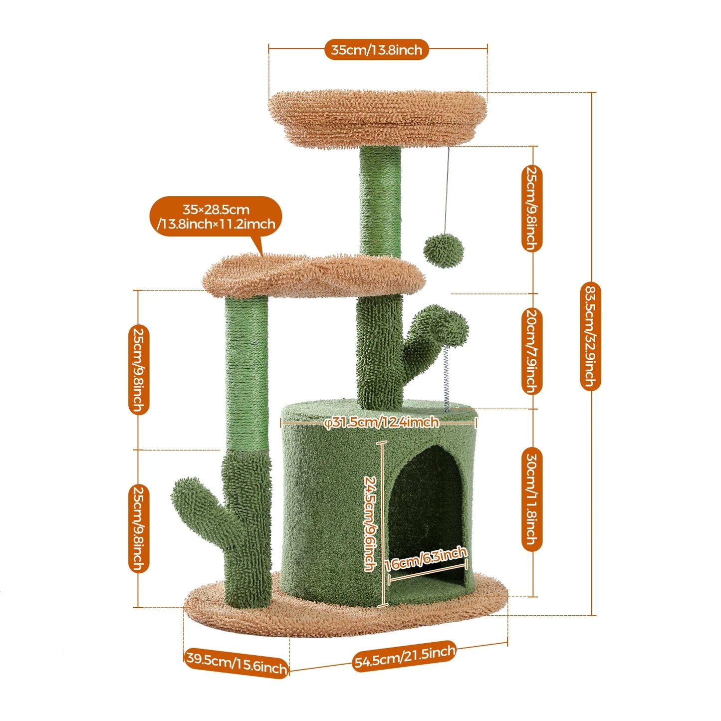 Cactus Cat Tree with Condo & Scratching Post