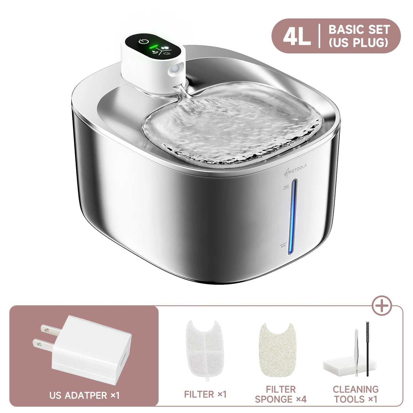 APETDOLA 4L Wireless Pet Water Fountain – Automatic Sensor Drinking Dispenser for Cats & Dogs