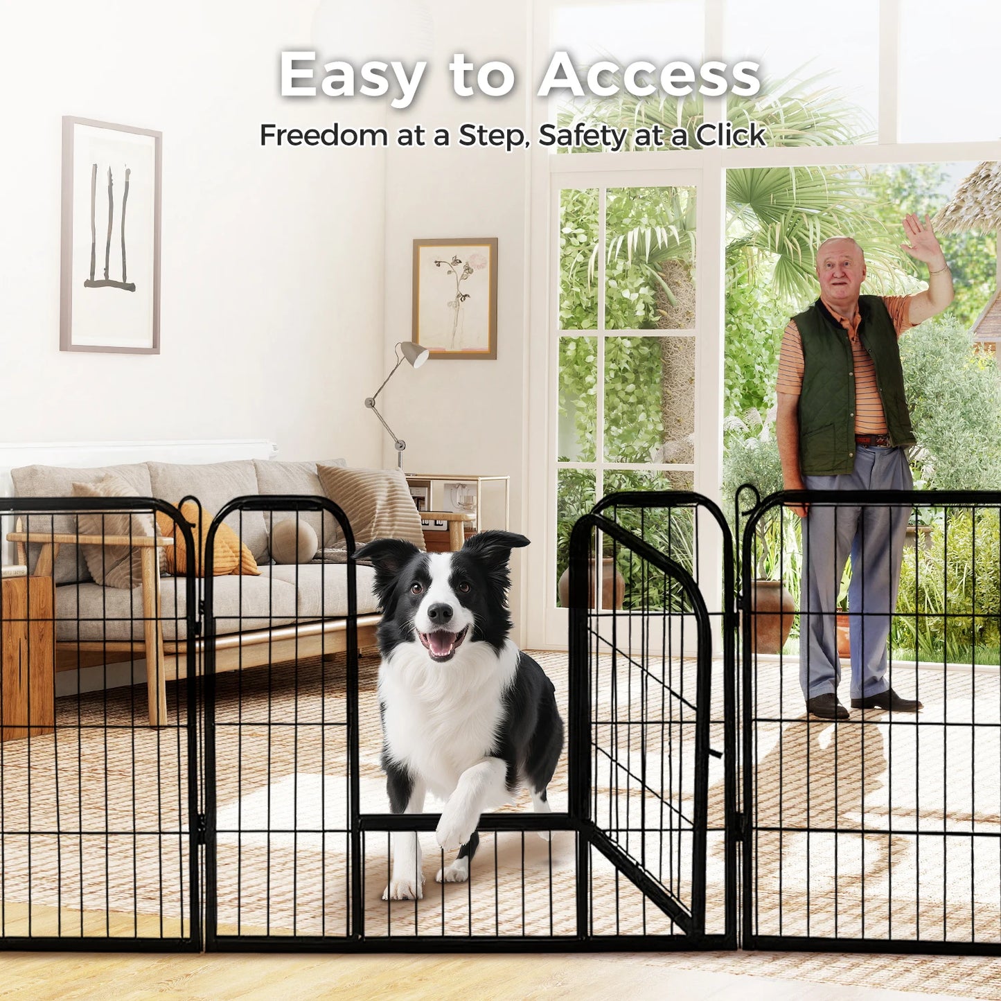 Foldable Metal Dog Playpen with Door – Indoor & Outdoor Puppy Fence