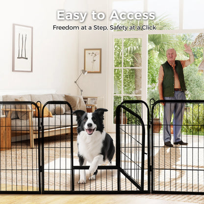 Foldable Metal Dog Playpen with Door – Indoor & Outdoor Puppy Fence