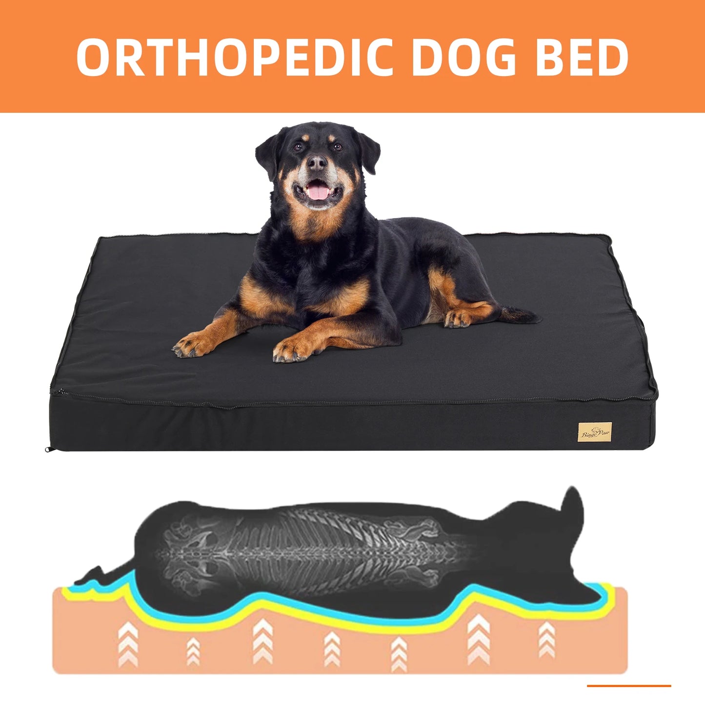 Orthopedic Dog Bed with Waterproof Lining & Washable Cover