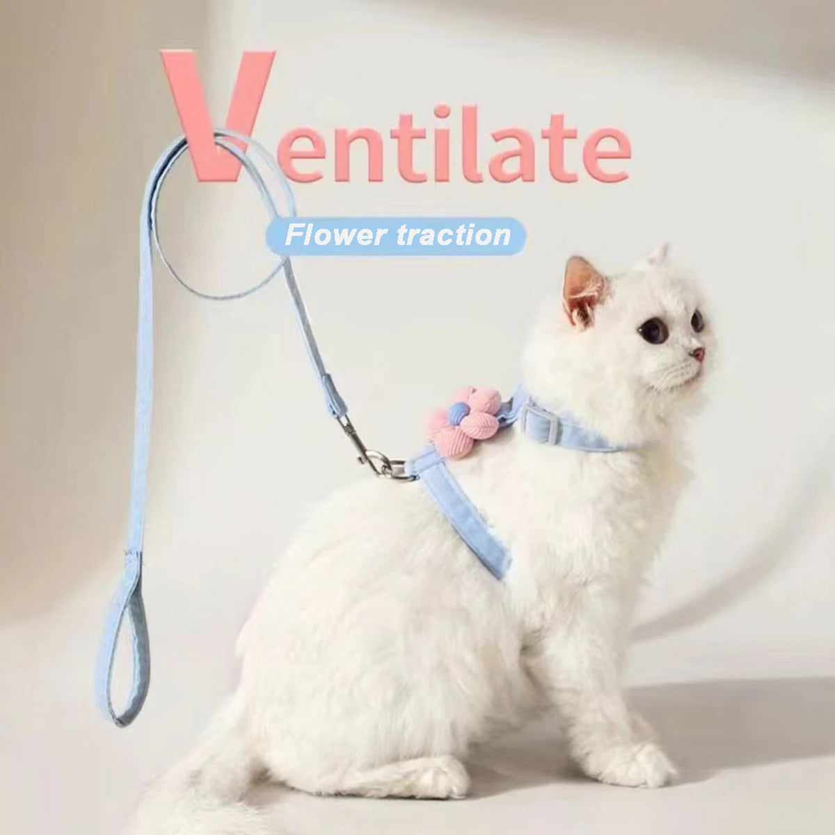 Adjustable Pet Harness & Leash Set – Breathable Walking Vest for Cats & Small Dogs