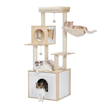 Multi-Level Cat Tree with Condo, Hammock & Scratching Posts