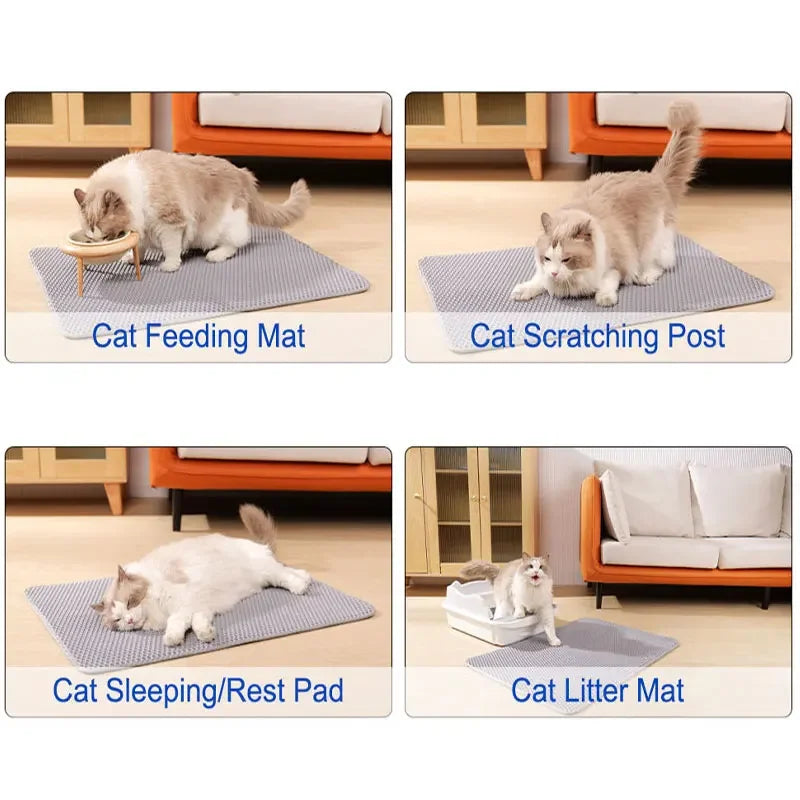 Non-Slip Double Layer Cat Litter Mat – Waterproof & Large