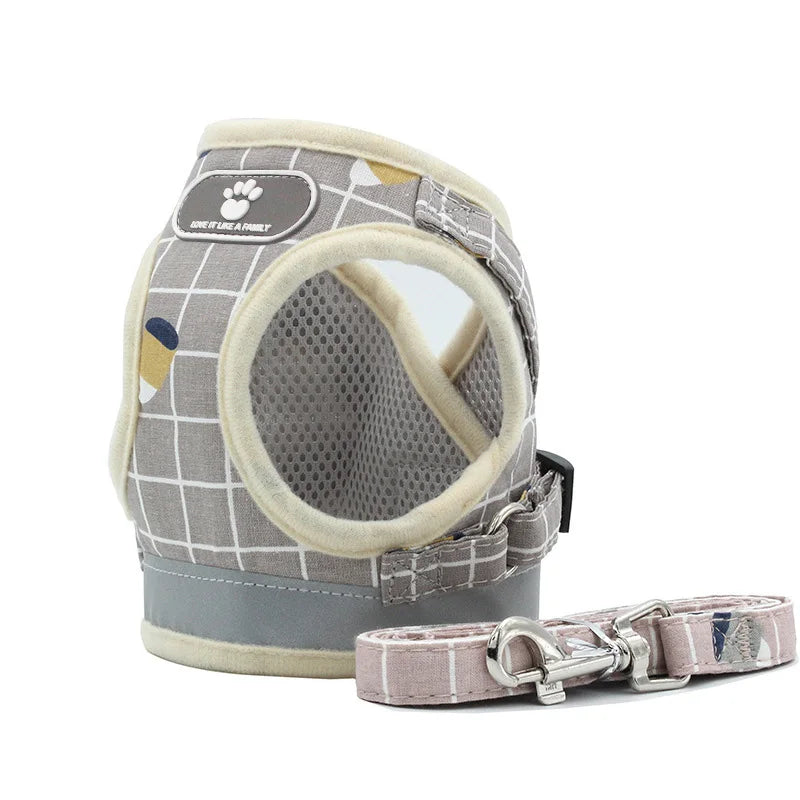 Reflective Pet Harness & Leash Set – Breathable Vest for Small Dogs & Cats