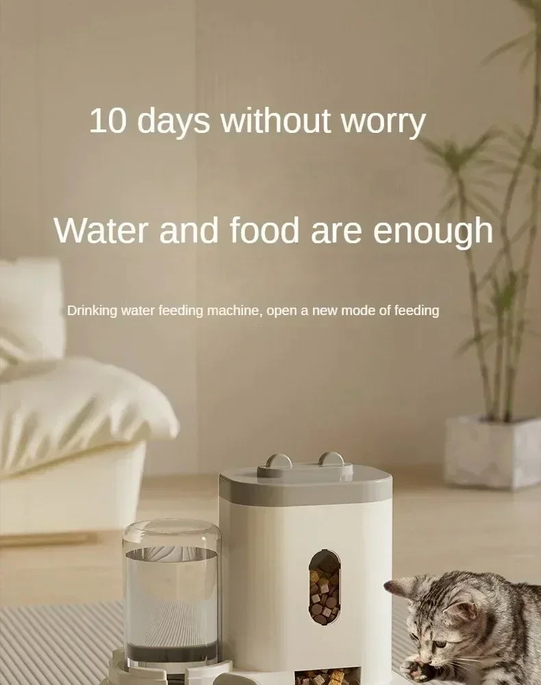 Automatic Pet Feeder Bowl – Large Capacity Food Storage with Water Fountain for Dogs & Cats
