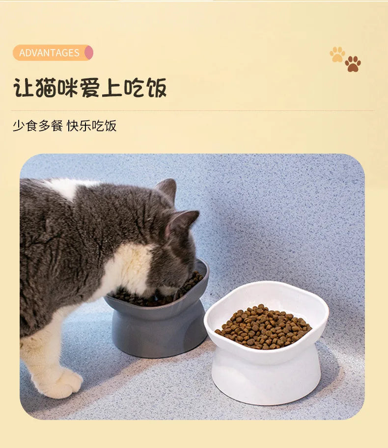 Elevated Ceramic Pet Bowl – High Foot Feeder for Cats & Small Dogs