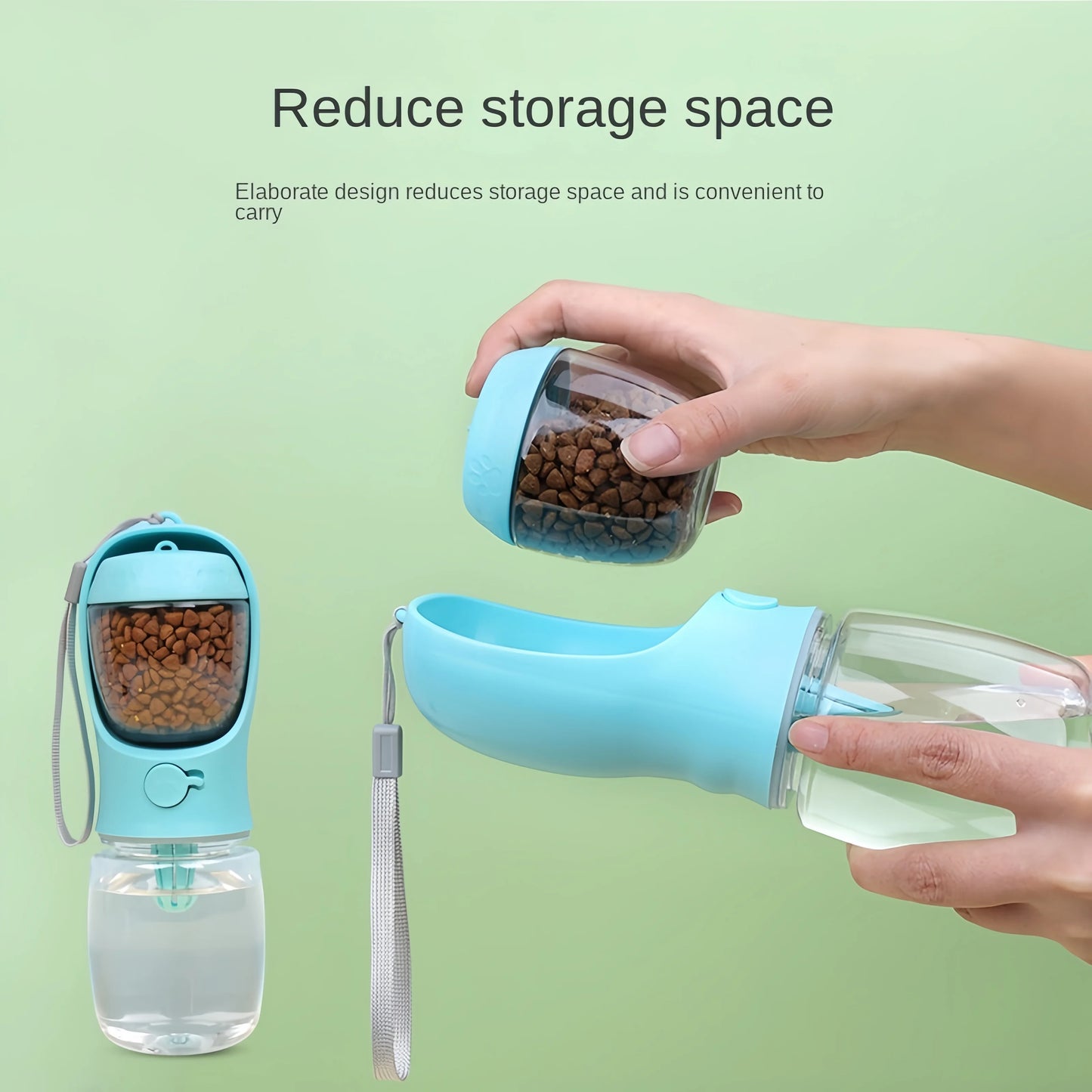 Portable Pet Water Bottle with Food Storage & Travel Bowl
