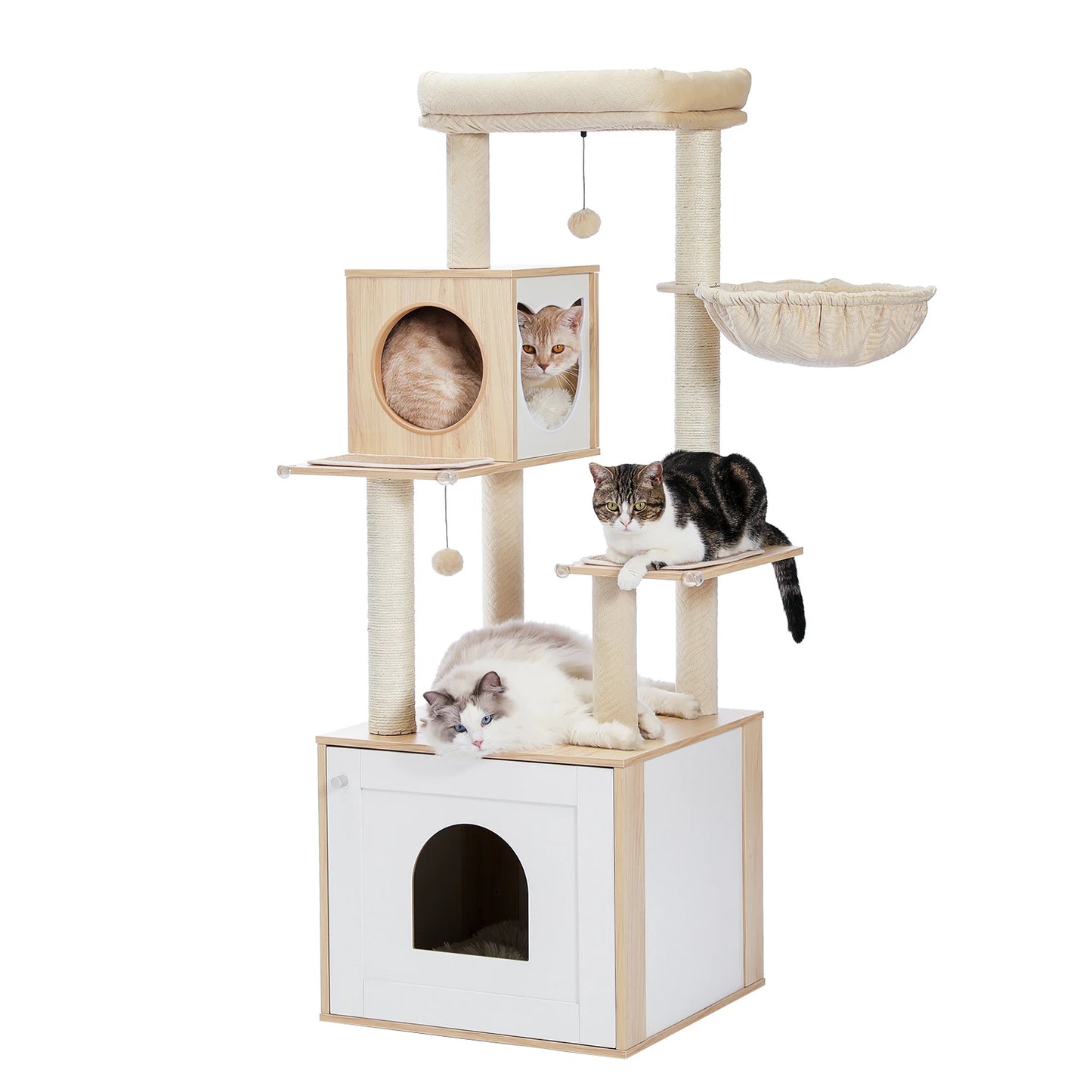 Multi-Level Cat Tree with Condo, Hammock & Scratching Posts