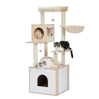 Multi-Level Cat Tree with Condo, Hammock & Scratching Posts