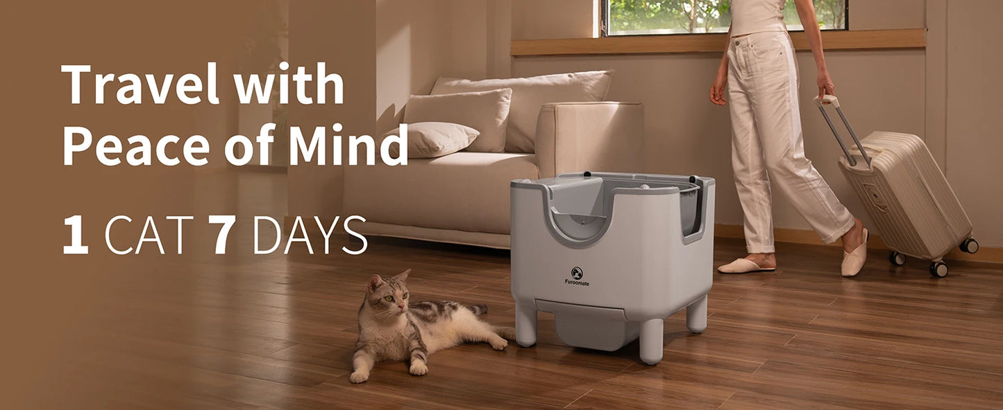F6 Self-Cleaning Litter Box – Automatic Open-Top Cat Box with Odor Control
