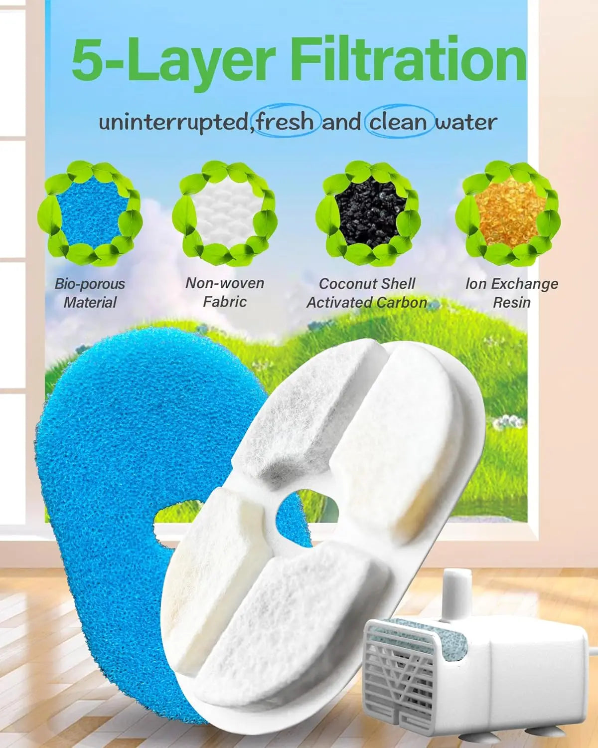 3.5L Stainless Steel Automatic Cat Water Fountain with Clear Window