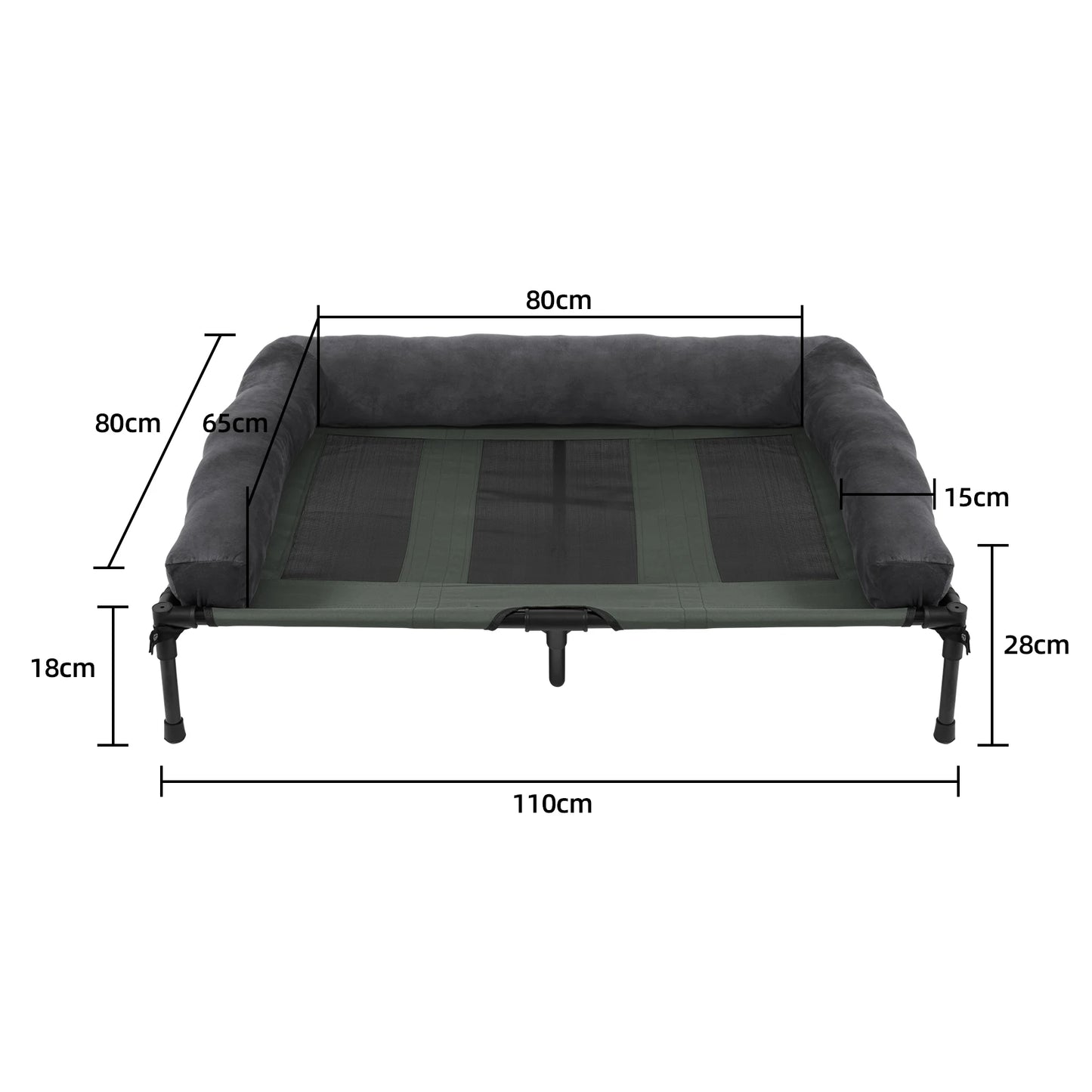 Elevated Dog Bed with Cooling Mesh & Plush Bolster Cushion