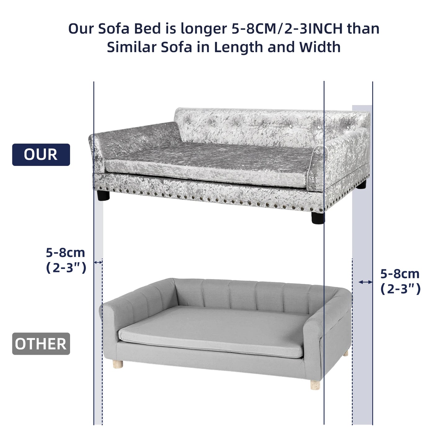 Elevated Dog Sofa Bed with Removable Cushion & Leather Cover