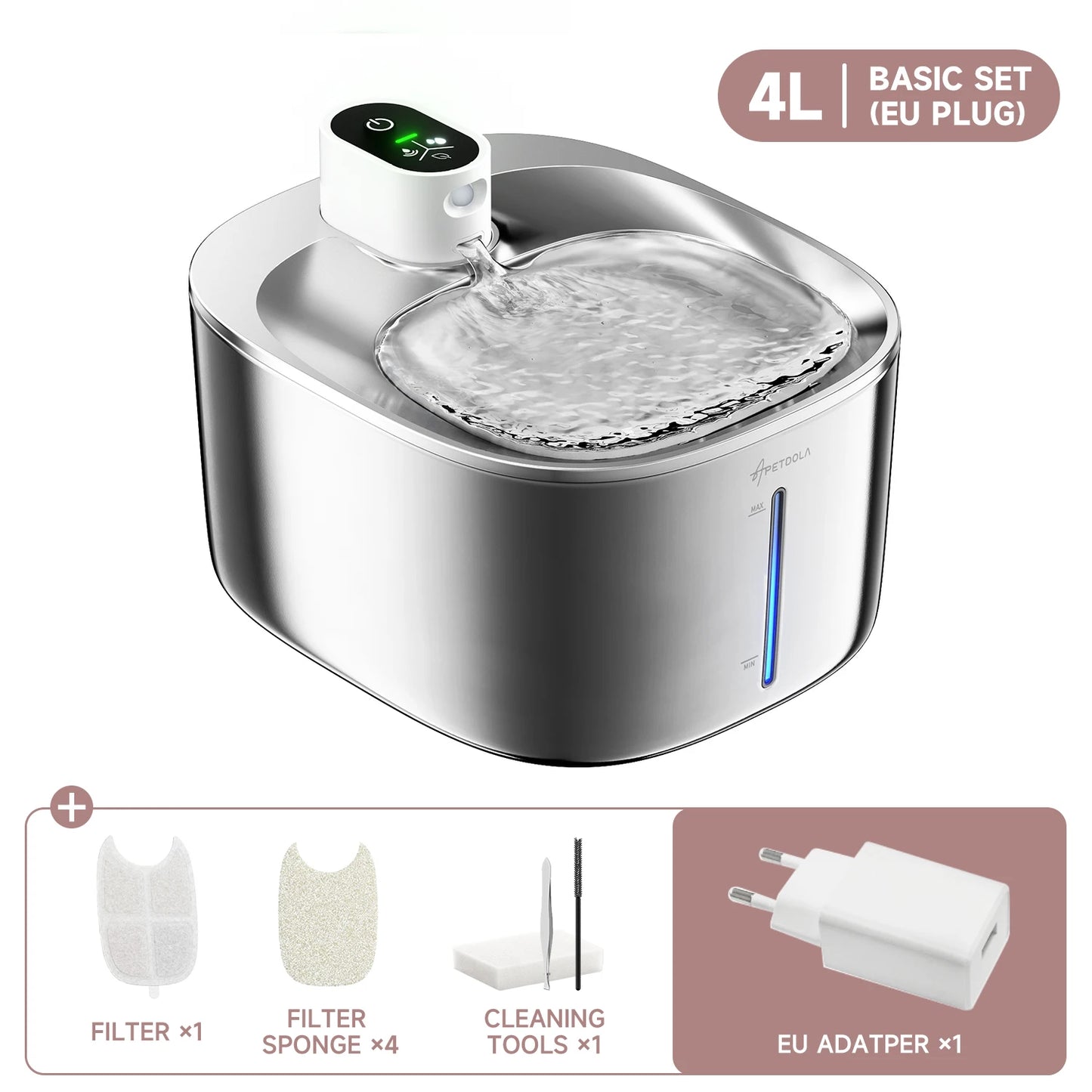APETDOLA 4L Wireless Pet Water Fountain – Automatic Sensor Drinking Dispenser for Cats & Dogs