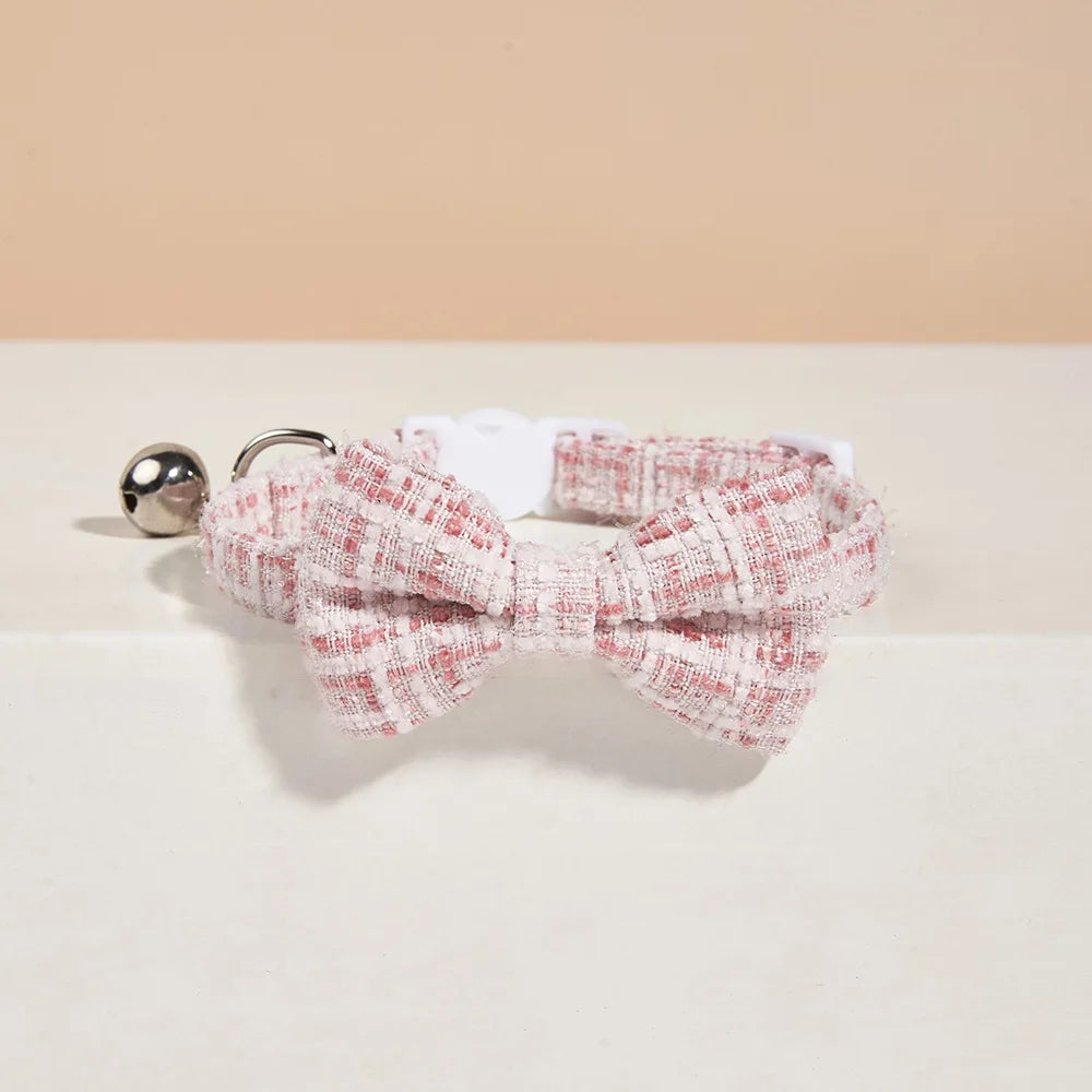 Adjustable Bow Tie Pet Collar with Bell for Cats & Small Dogs
