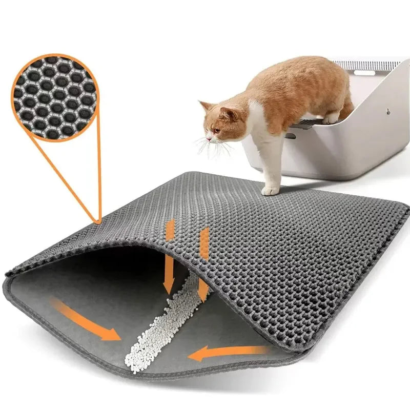 Non-Slip Double Layer Cat Litter Mat – Waterproof & Large