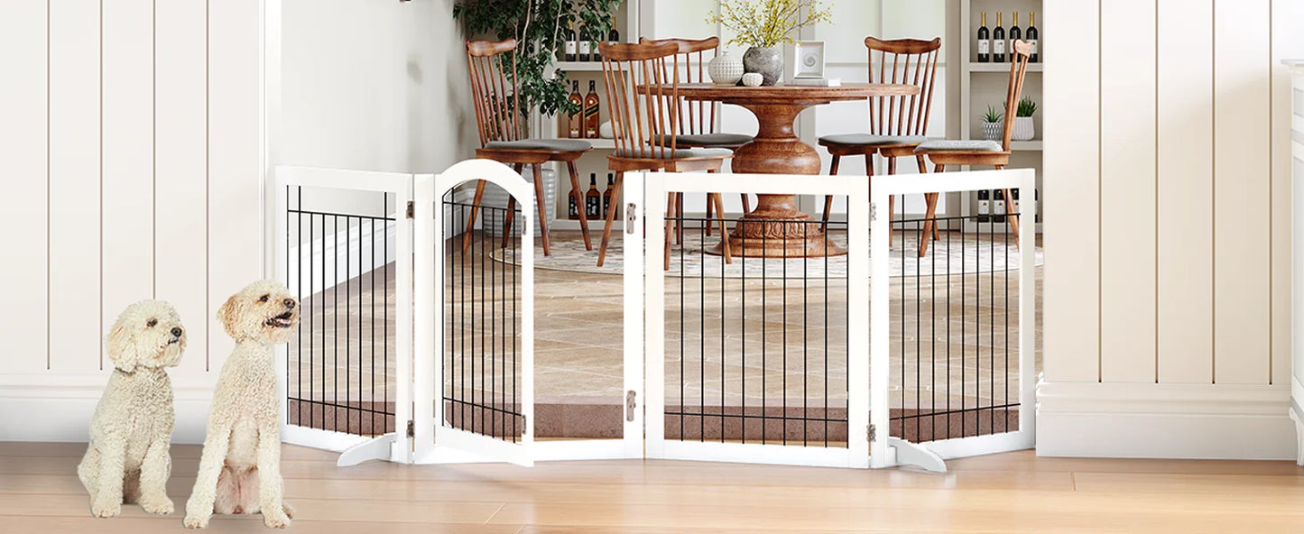 Extra Wide Dog Gate with Door – Freestanding Pet Gate