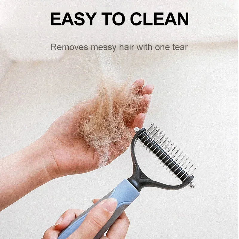 Cat Hair Removal Comb – Double-Sided Stainless Steel Grooming Brush for Cats & Dogs