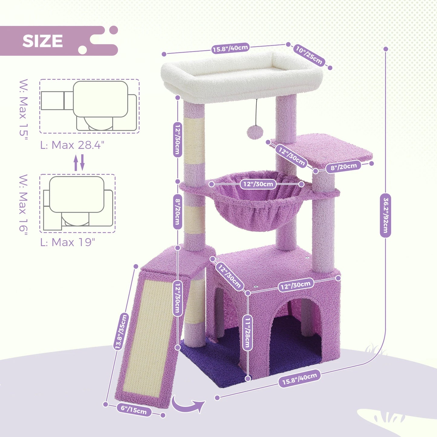 Cat Tree Tower – Cozy Condo, Wide Perch & Sisal Scratching Posts with Plush & Toy