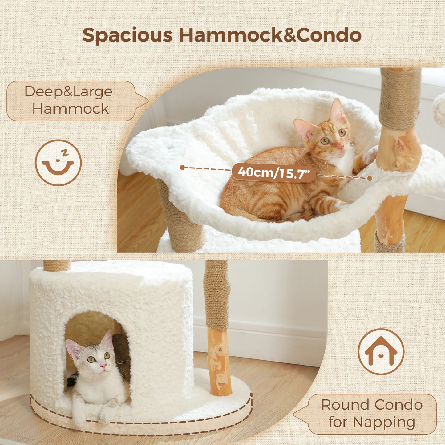 Modern Solid Wood Cat Tree – Spacious Tower with Condo, Perches & Interactive Toys