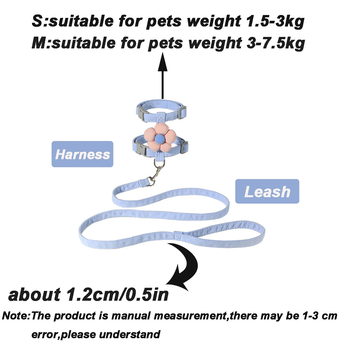 Adjustable Pet Harness & Leash Set – Breathable Walking Vest for Cats & Small Dogs