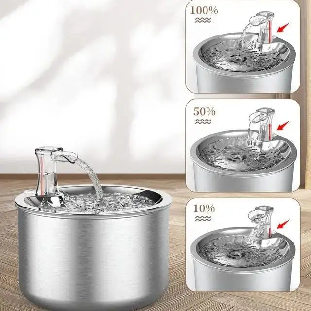 2L Stainless Steel Automatic Cat Water Fountain with Floaters