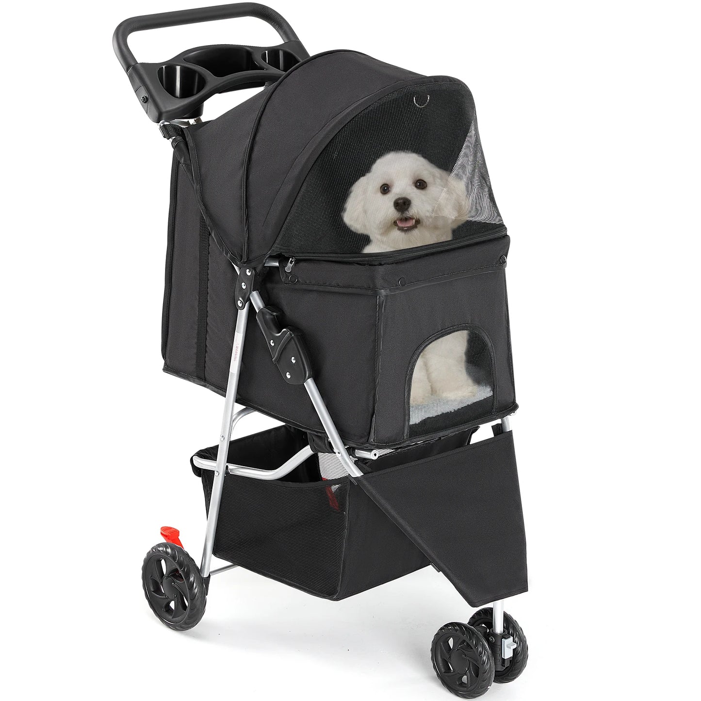 Foldable Pet Stroller – 3-Wheel Travel Buggy for Small Dogs & Cats
