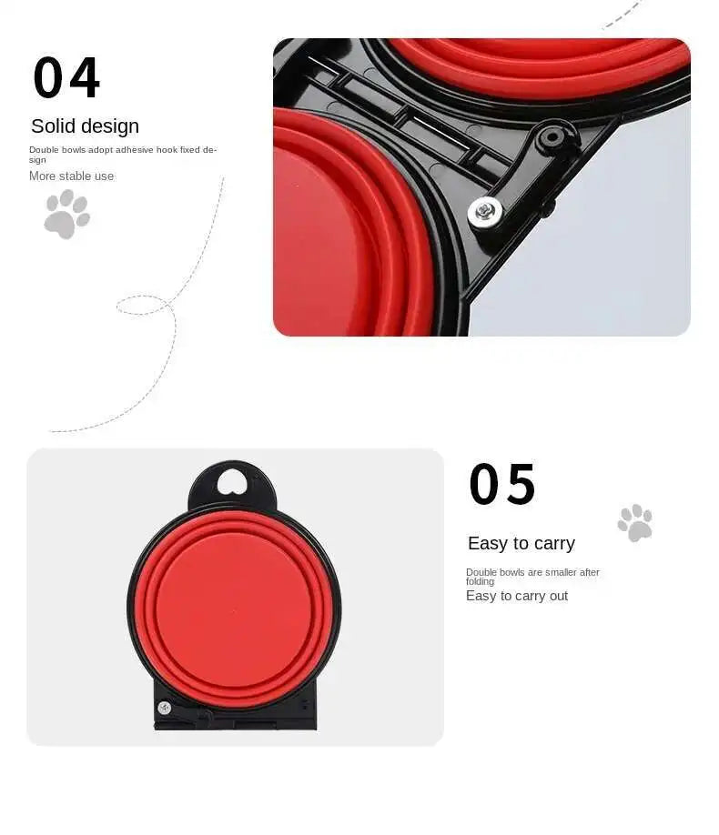 2-in-1 Collapsible Dog Travel Bowl – Double Folding Food & Water Bowl Portable Outdoor Feeder