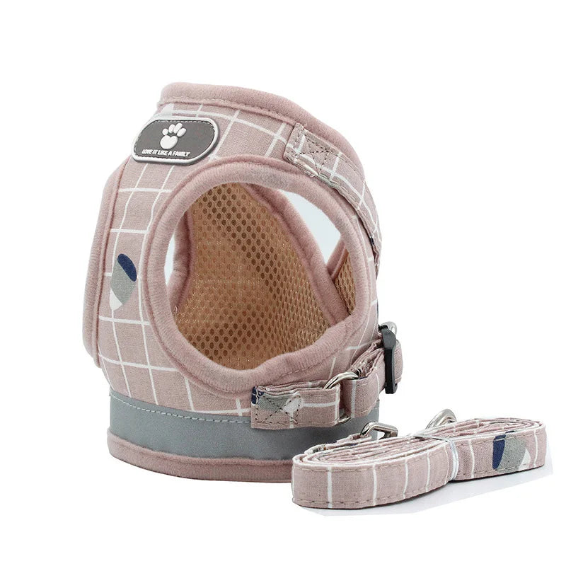 Reflective Pet Harness & Leash Set – Breathable Vest for Small Dogs & Cats