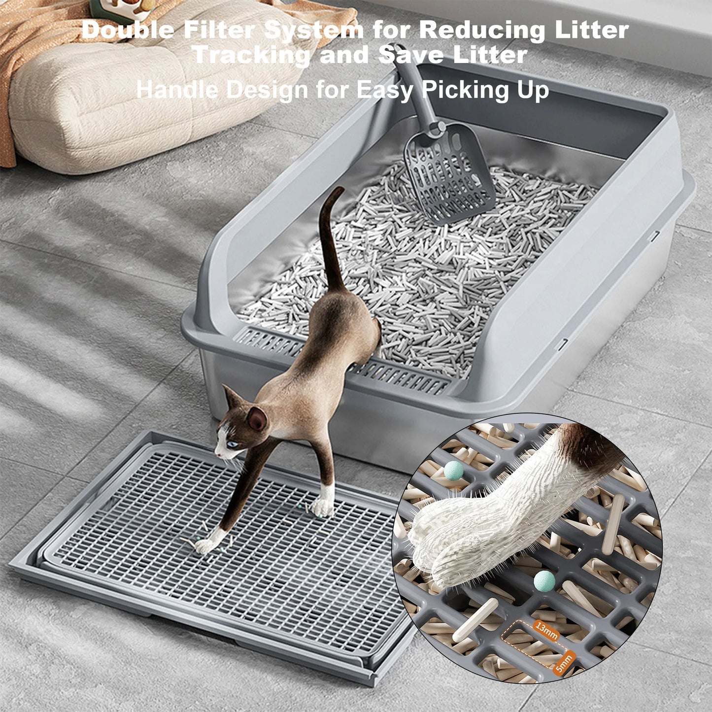 Stainless Steel Cat Litter Box with Lid – High Sided, Leakproof
