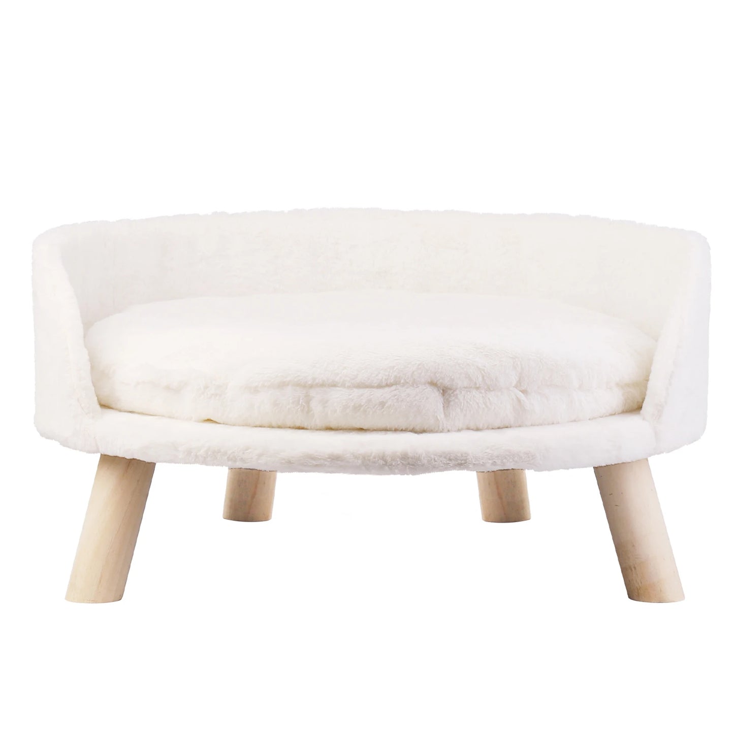 Sofá cama de lujo de peluche para gatos con cojín lavable y patas de madera