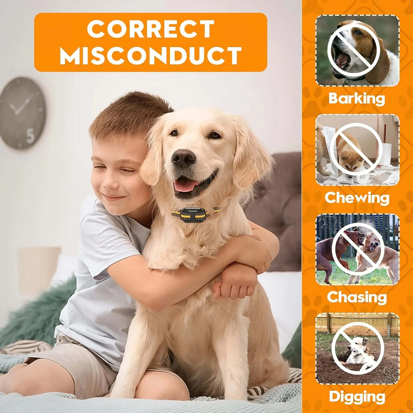 Rechargeable Dog Training Collar – Waterproof Anti-Bark Trainer with Vibration & Clicker