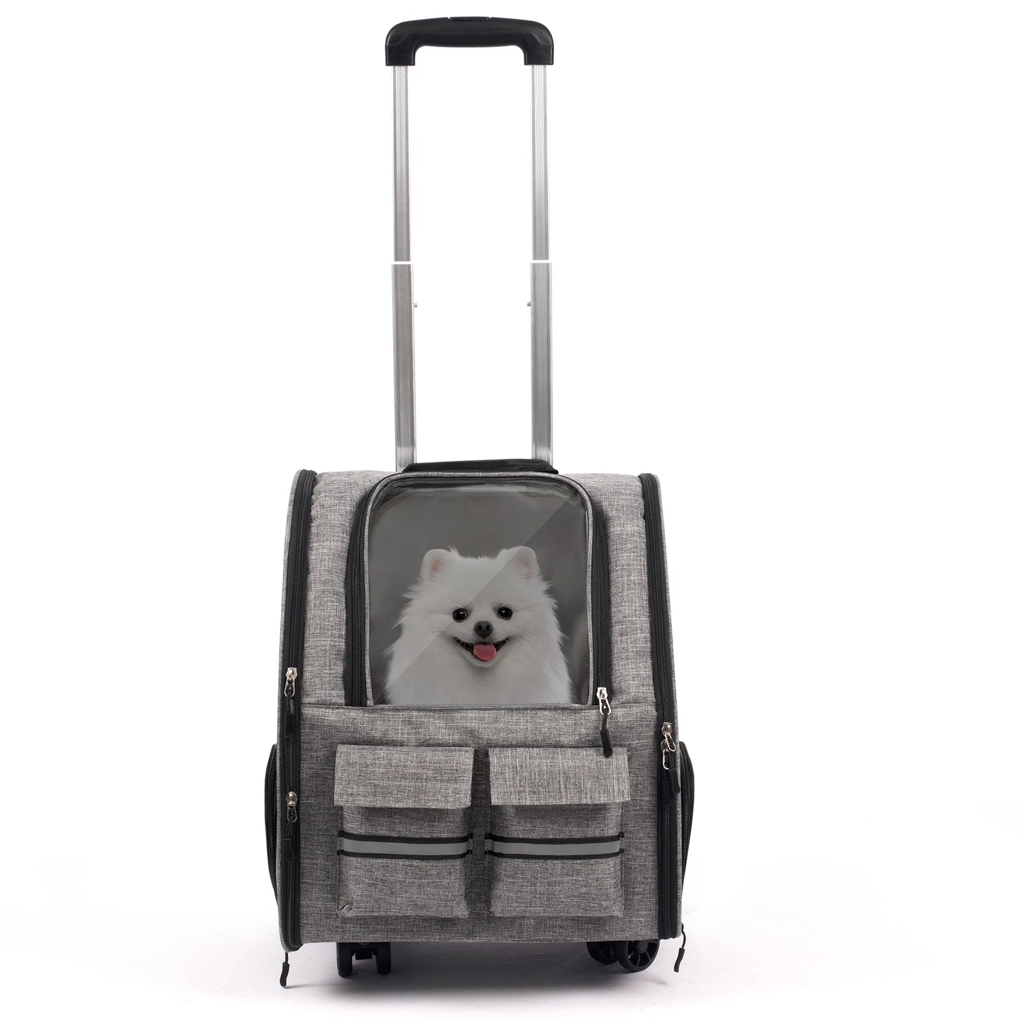 Rolling Pet Carrier Backpack – Foldable Travel Carrier with Removable Wheels