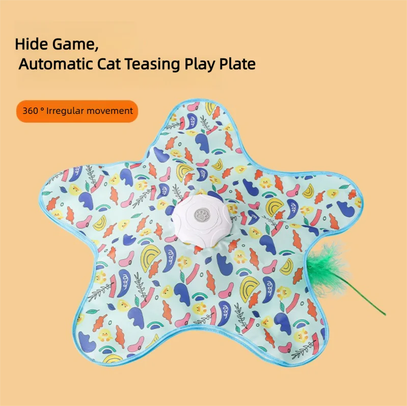 Interactive Hide & Seek Cat Toy with Motion Mouse & Feathers