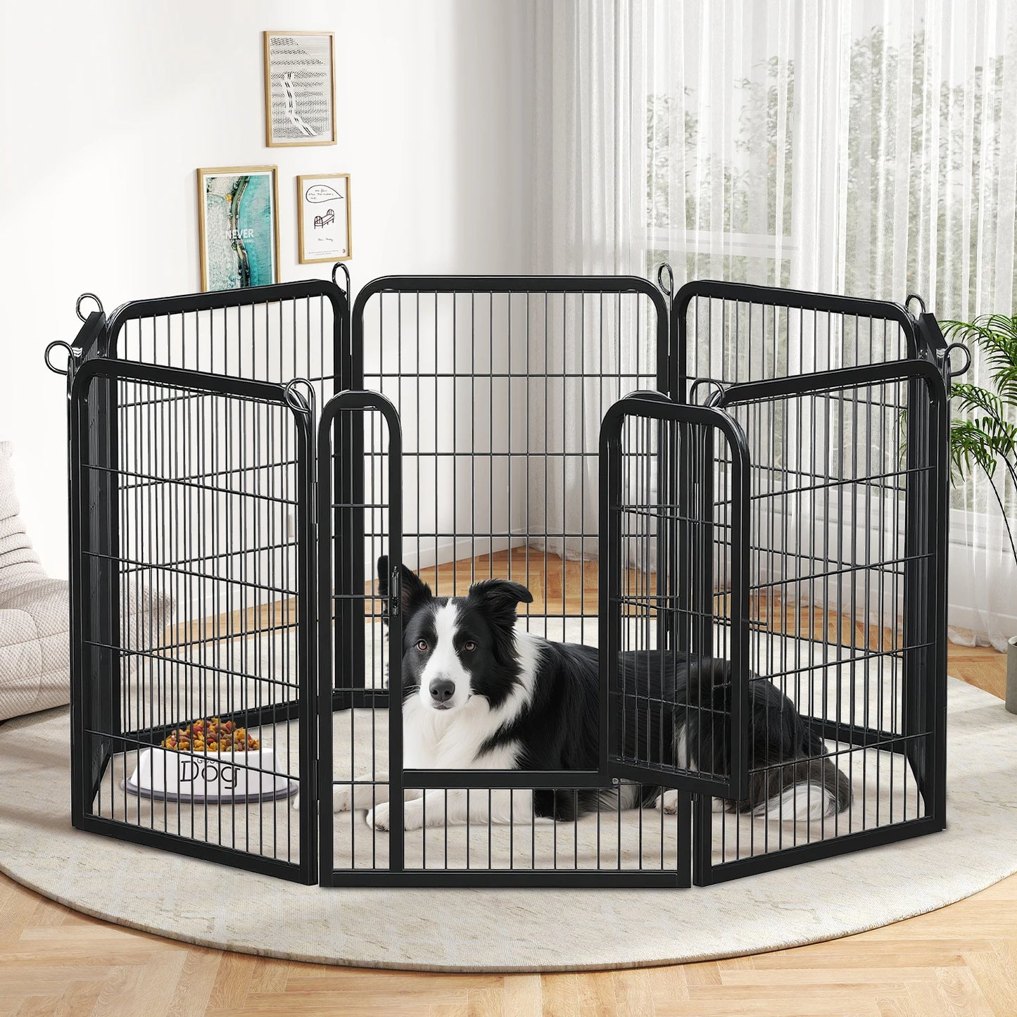 Foldable Metal Dog Playpen with Door – Indoor & Outdoor Puppy Fence
