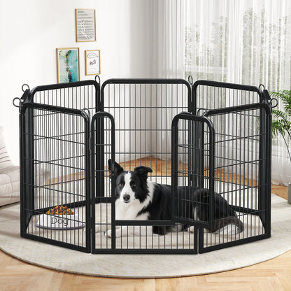 Foldable Metal Dog Playpen with Door – Indoor & Outdoor Puppy Fence