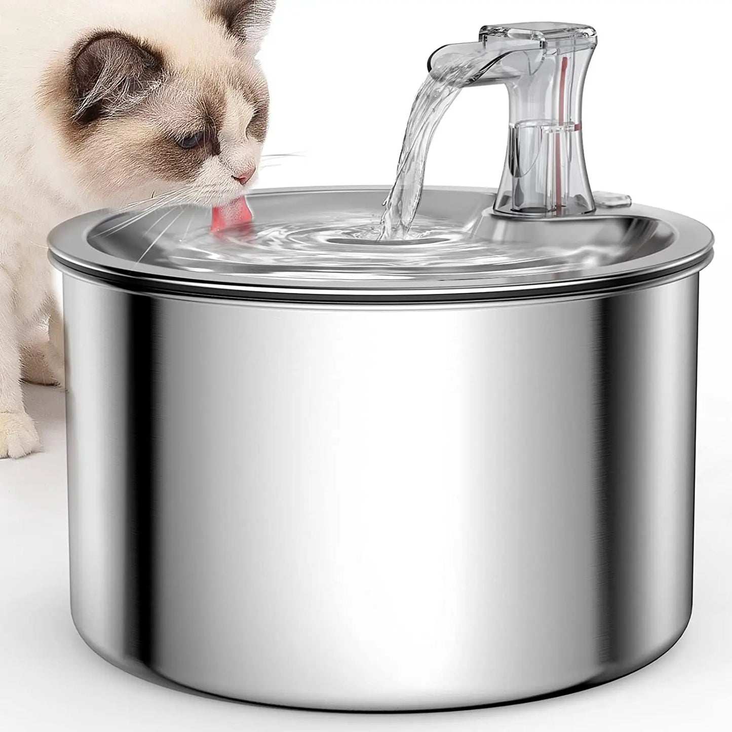 2L Stainless Steel Automatic Cat Water Fountain with Floaters