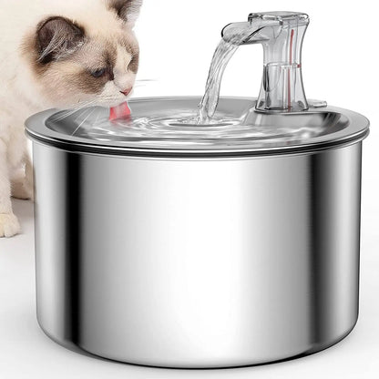 2L Stainless Steel Automatic Cat Water Fountain with Floaters