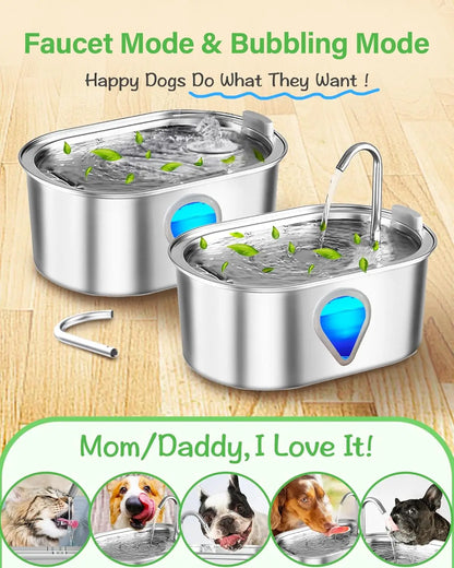 3.5L Stainless Steel Automatic Cat Water Fountain with Clear Window