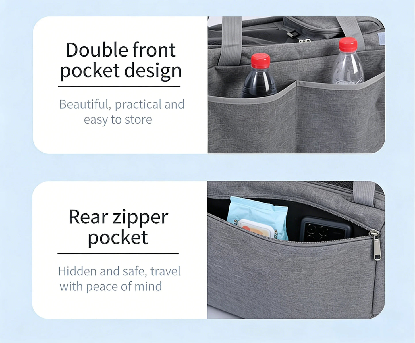 Expandable Pet Travel Carrier Bag with Breathable Transparent Design