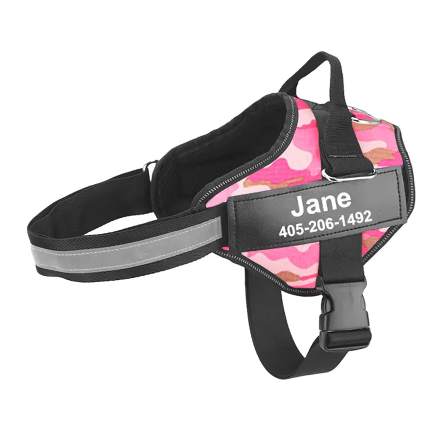 No-Pull Reflective Dog Harness – Adjustable Breathable Vest with Custom ID Patch