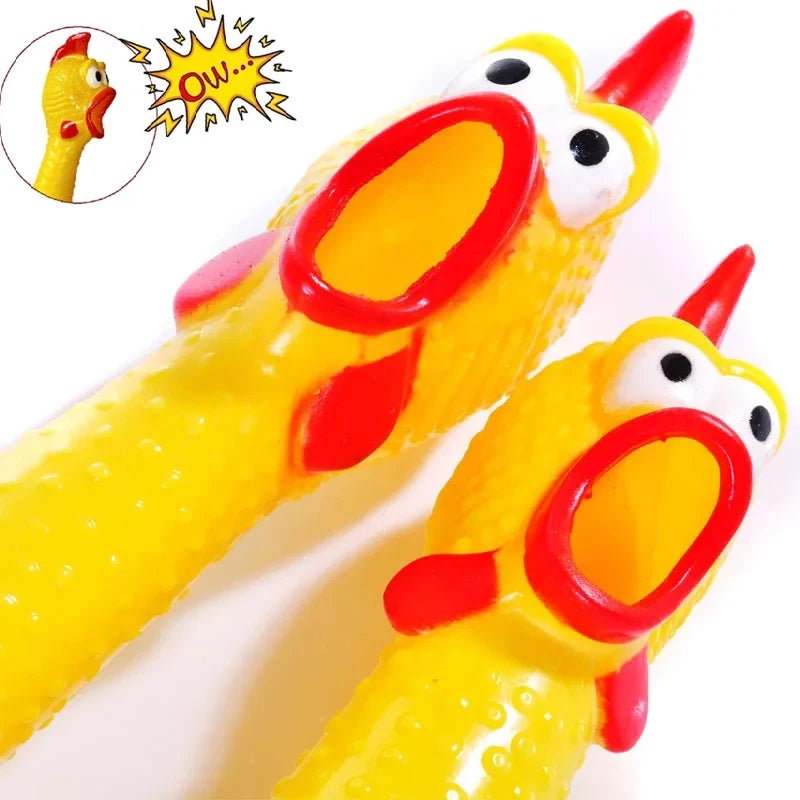 Screaming Chicken Dog Chew Toy – Squeaky Rubber Interactive Toy for Aggressive Chewers