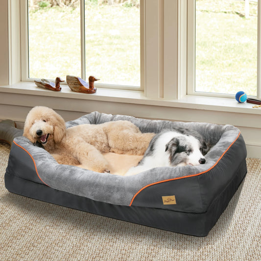 Soft Waterproof Dog Bed with Washable Cover & Warm Fleece Cushion