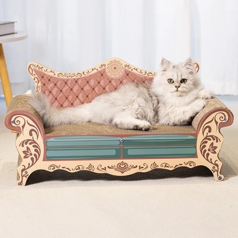 L-Shaped Cat Scratcher Bed with Built-In Lounge Nest