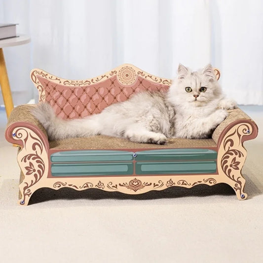 L-Shaped Cat Scratcher Bed with Built-In Lounge Nest