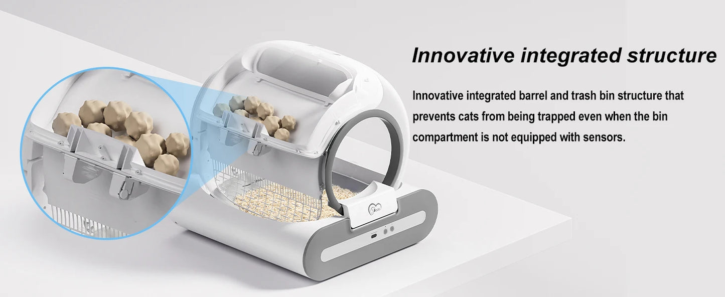 Smart Self-Cleaning Cat Litter Box with App Control & 65L Capacity