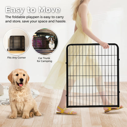 Foldable Metal Dog Playpen with Door – Indoor & Outdoor Puppy Fence
